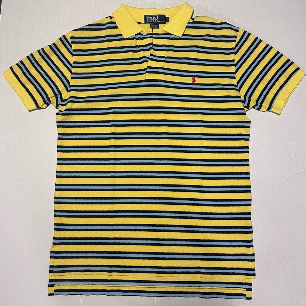 Polo Ralph Lauren Yellow and Black Striped Polo Shirt Vintage 2004 Men’s Medium